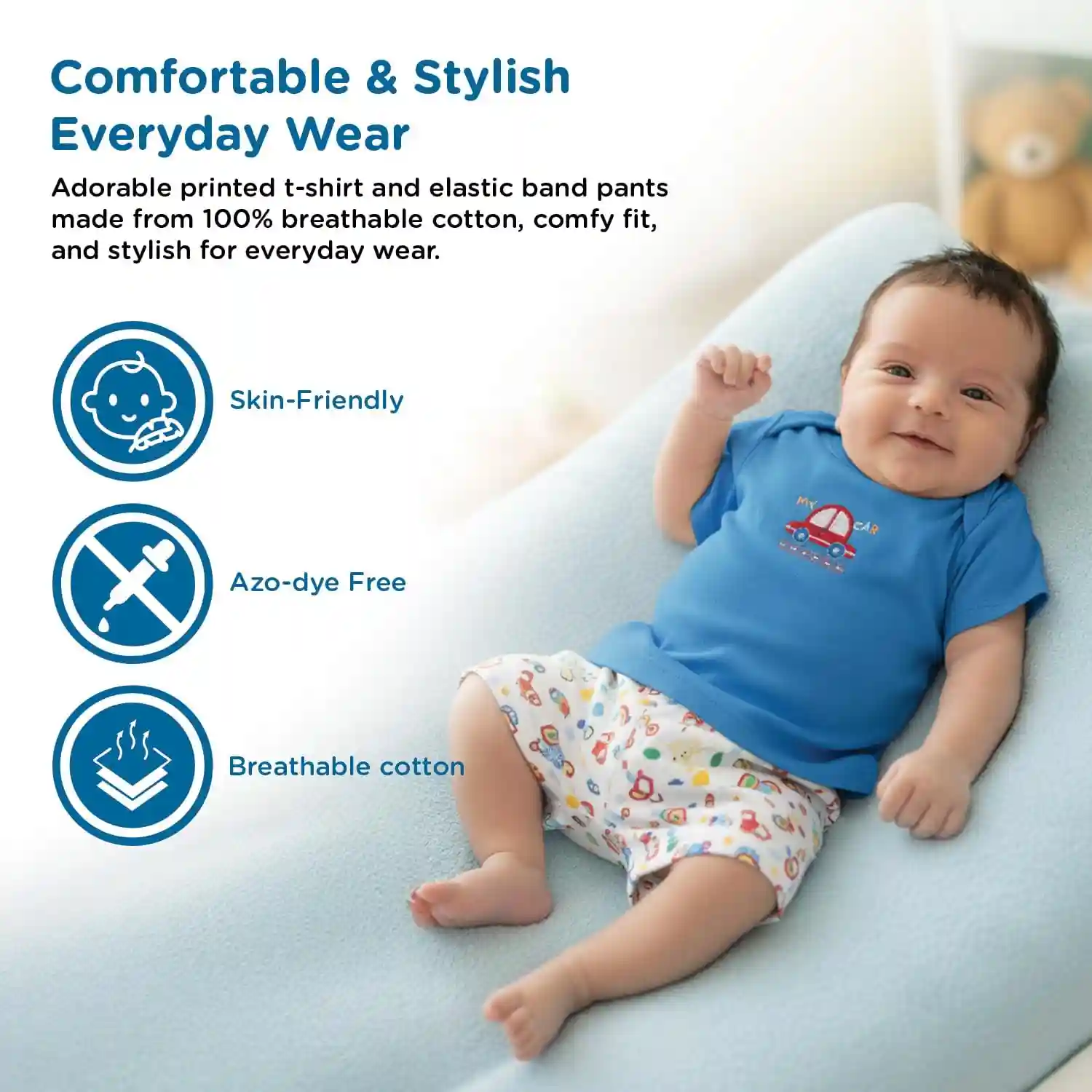 Mee Mee New Born Baby Gift Set Soft Cotton Clothing Essentials Dark Blue 8 Pieces - MME-540247L2 - Image 2