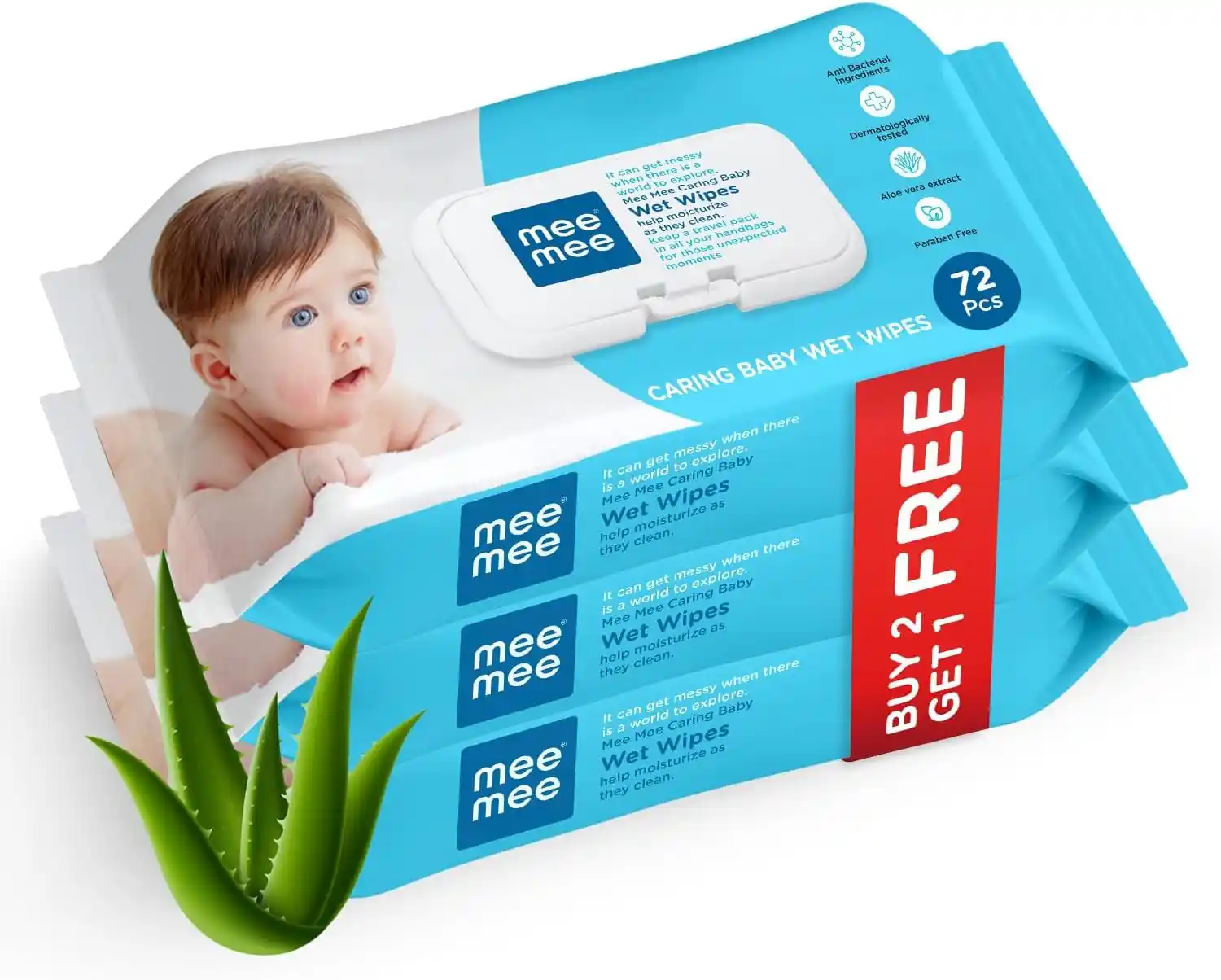 Mee Mee Soft Gentle Baby Wet Wipes Infused With Aloe Vera 72 Wipes Pack Of 12 - MME-278317L5 - Image 7