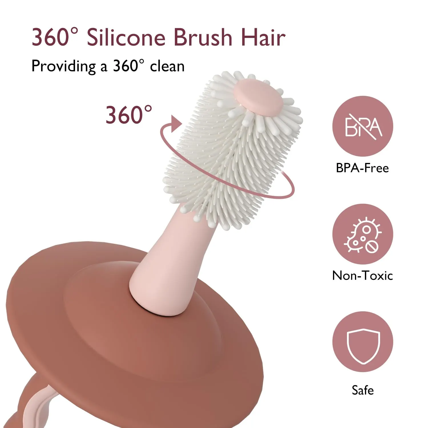 Momcozy Baby Silicone Toothbrush and Tongue Cleaner, Suction Base, Pink - QMTB002P - Image 2