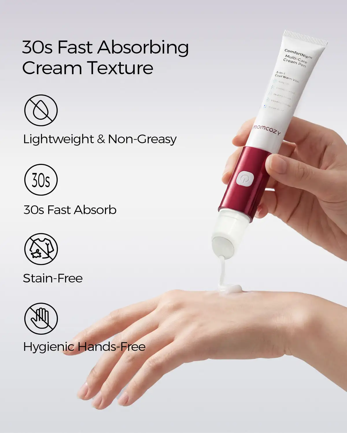 Momcozy ComfortNip Multi-Care Nipple Care Pen, 3-in-1 Vibration Warming & Cooling Therapy, Medication-Free Relief, Nourishing Cream Formula, USB Rechargeable, Multicolour - 840506408975 - Image 17
