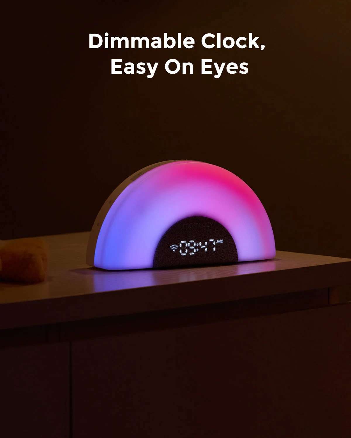 Momcozy Dreamsync Smart Baby Sound Machine, 34 Soothing Sounds, 7 Nature-Inspired Dynamic Lights, WiFi & App Control, Dimmable Night Light & Clock, Sunrise Alarm, Multicolour - QMWN010 - Image 3