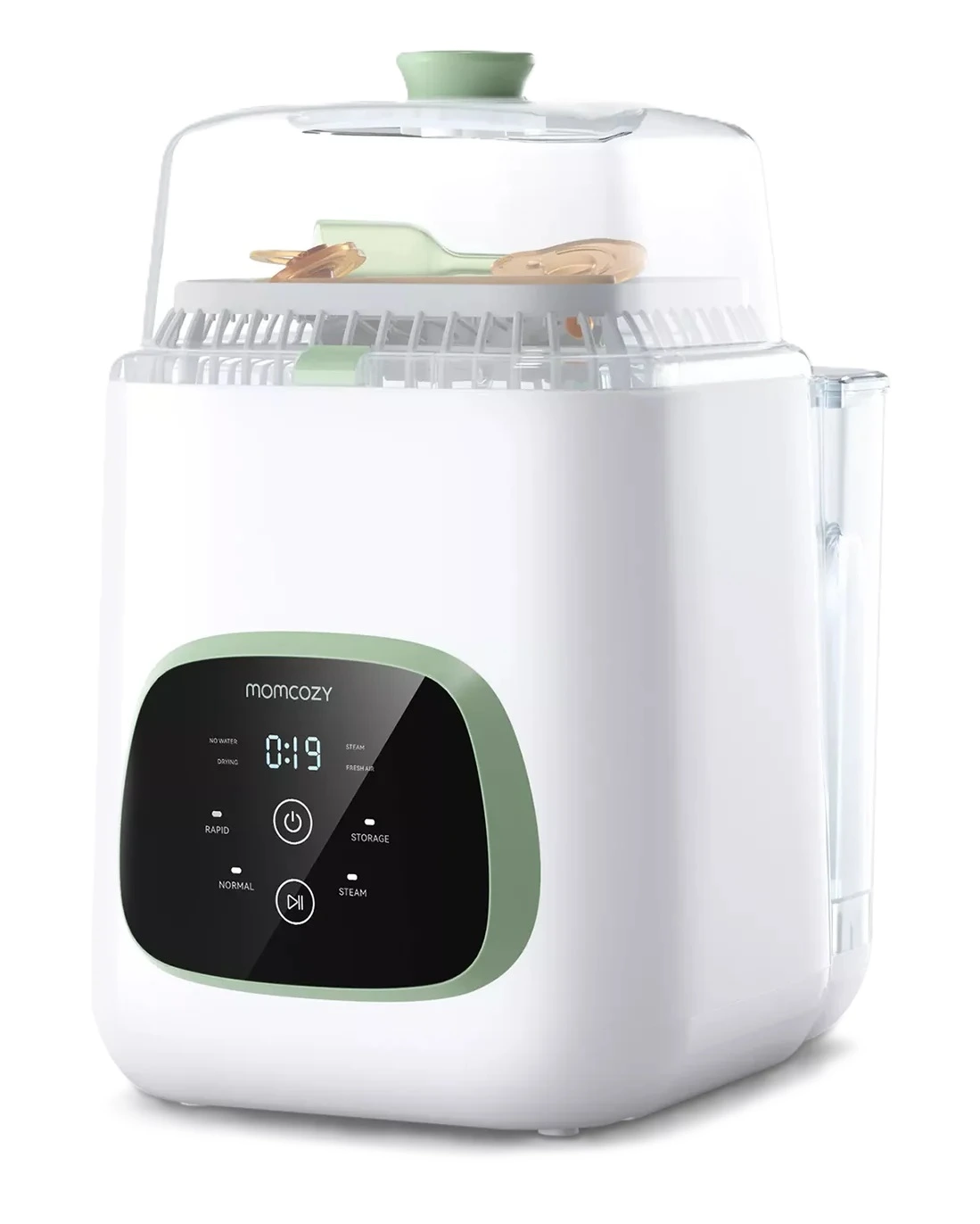 Momcozy Kleanpal Pro Baby Bottle Washer, 22 Powerful Spray Jets, 9 Cleaning Modes, Steam Sterilization, H13 HEPA Filtered Drying, 4-Bottle Capacity, Quick Wash in 19 Minutes, White - QMKP739