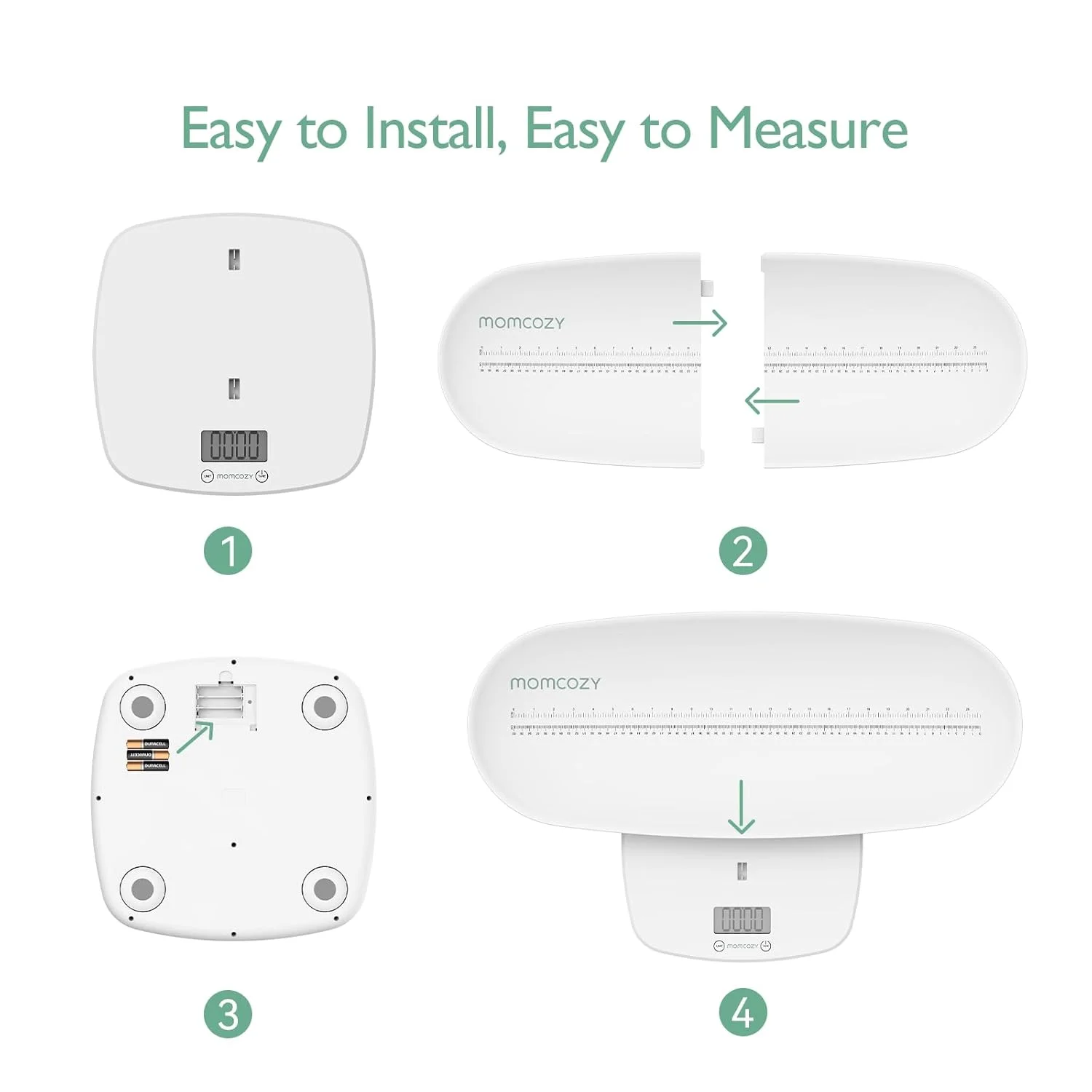 Momcozy Multi-Function Baby Scale, Digital Weight & Height Measurement, 0.1 lb-50g to 330 lb-150kg Capacity, 5 Measurement Units, One-Key Tare, Auto Shut-Off, White - QMAZ001 - Image 2