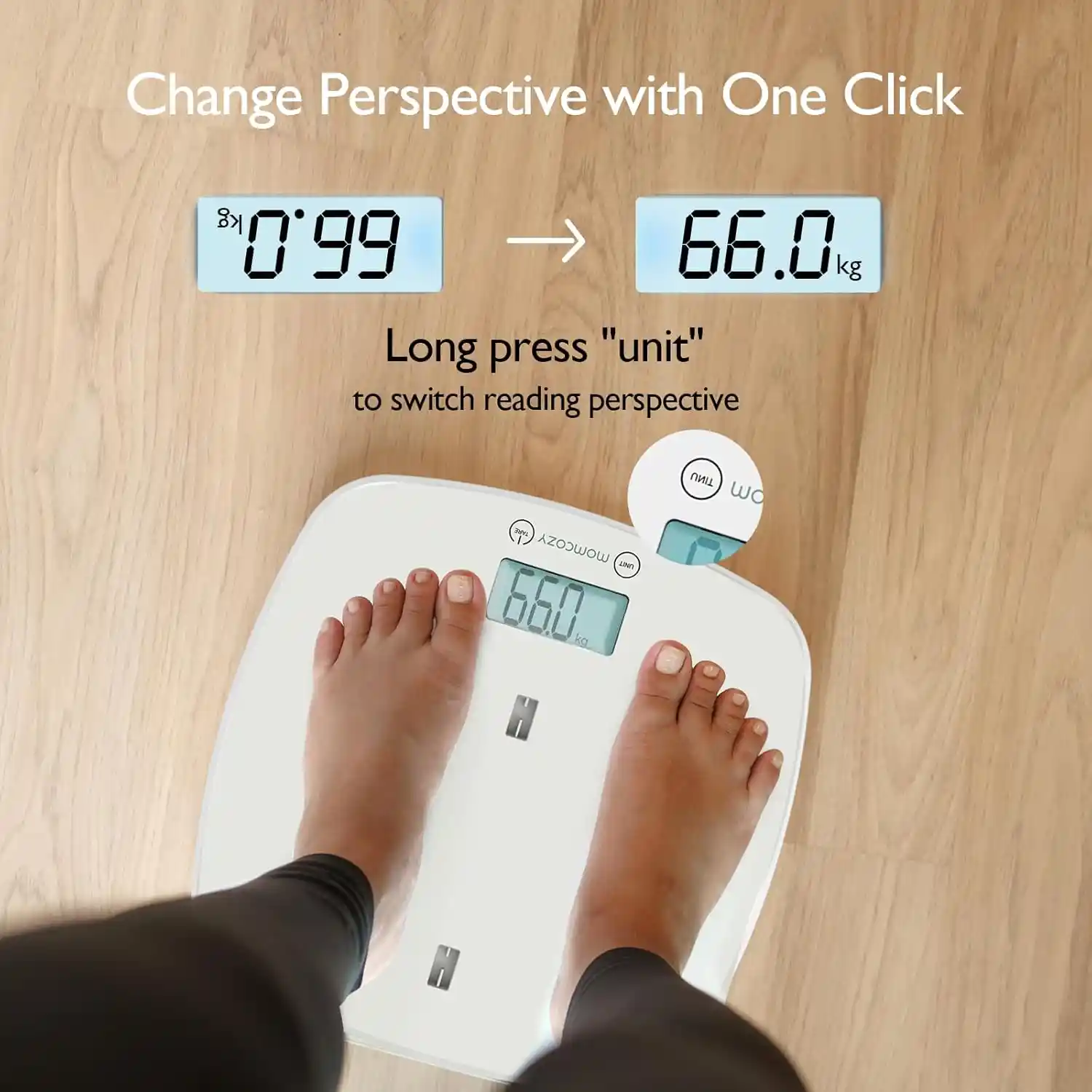 Momcozy Multi-Function Baby Scale, Digital Weight & Height Measurement, 0.1 lb-50g to 330 lb-150kg Capacity, 5 Measurement Units, One-Key Tare, Auto Shut-Off, White - QMAZ001 - Image 3