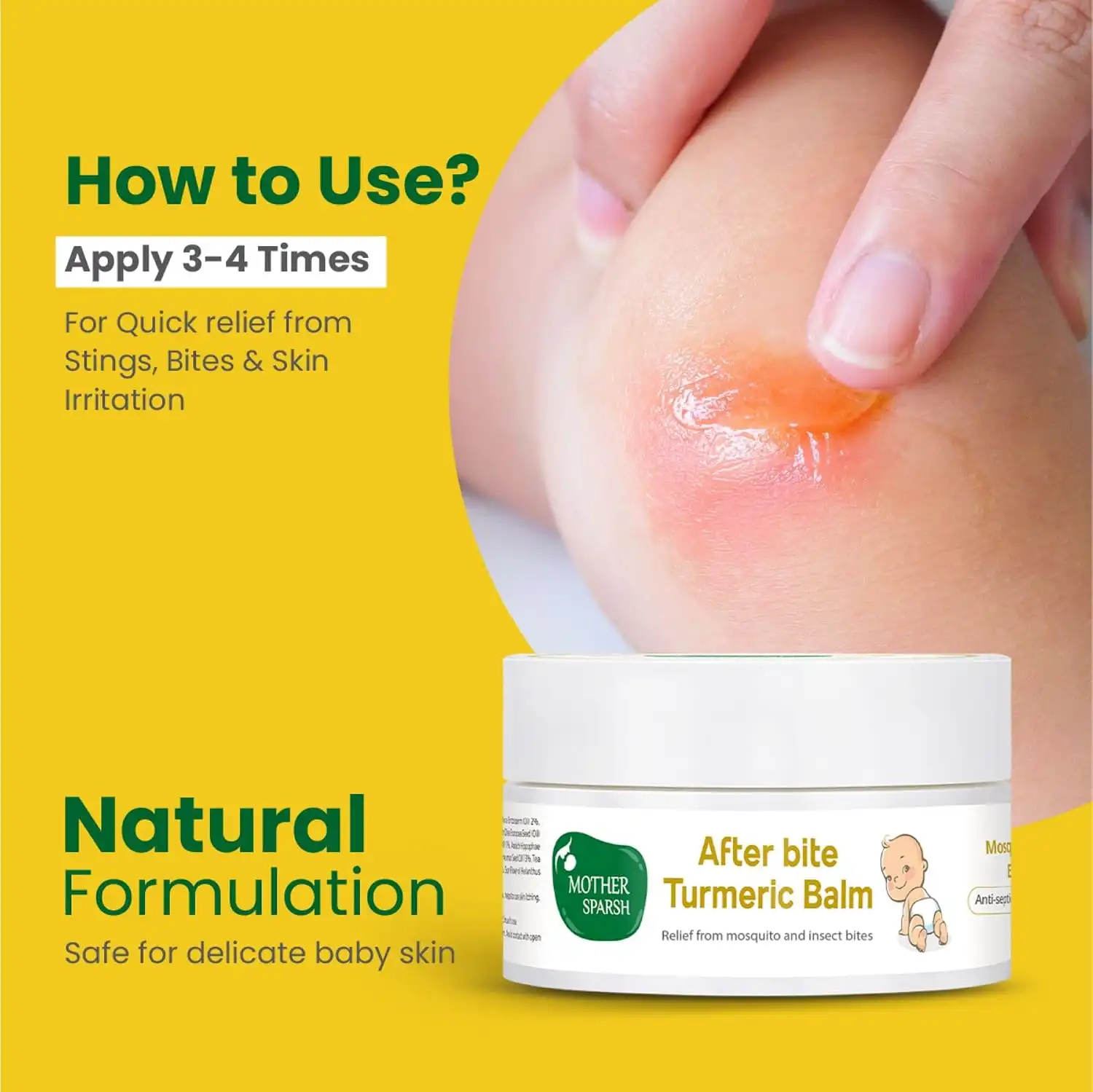 Mother Sparsh After Bite Turmeric Balm For Rashes And Mosquito Bites 100 Percent 25g - MSH-149558L1 - Image 4