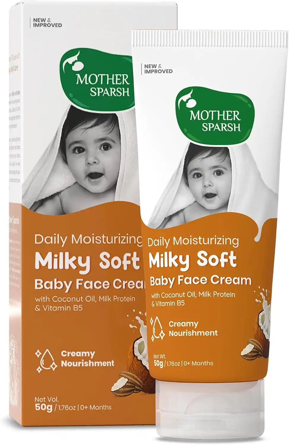 Mother Sparsh Milky Soft Baby Face Cream Daily Moisturizing Face For Babies With Coconut Oil 50g - MSH-951576L1