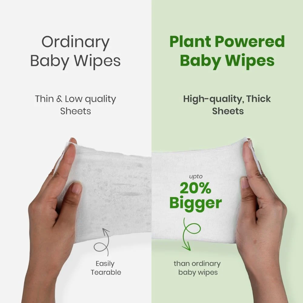 Mother Sparsh Natural Care Baby Wipes I 100 Percent Plant Made 60 Pcs Pack Of 2 - MSH-950920L2 - Image 3