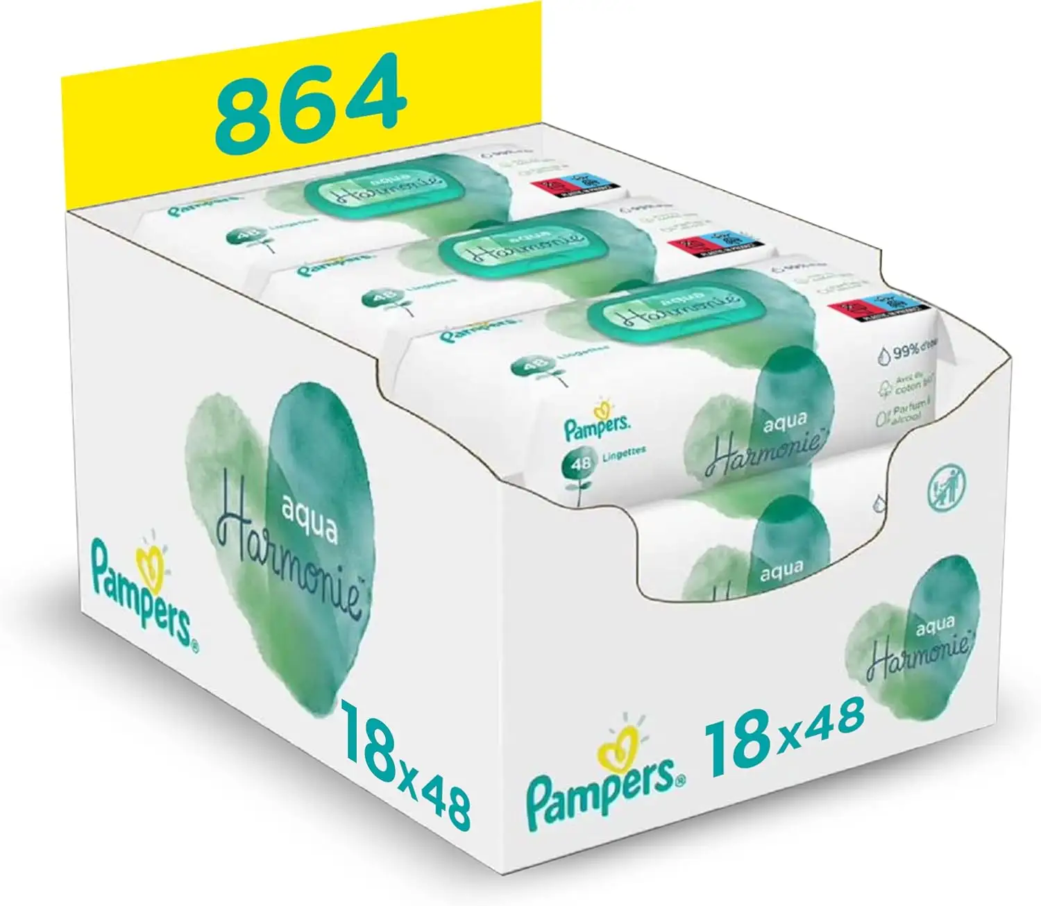 Pampers Aqua Harmony Wipes Made Of 99 Percent Pure Water And Fragrance 864 Wipes - PRS-331942L10