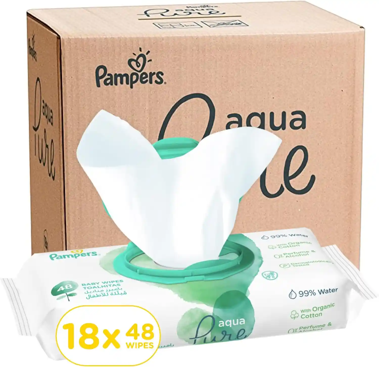 Pampers Aqua Pure Baby Wipes Made With 99 Percent Pure Water 864 Count - PRS-331942L3