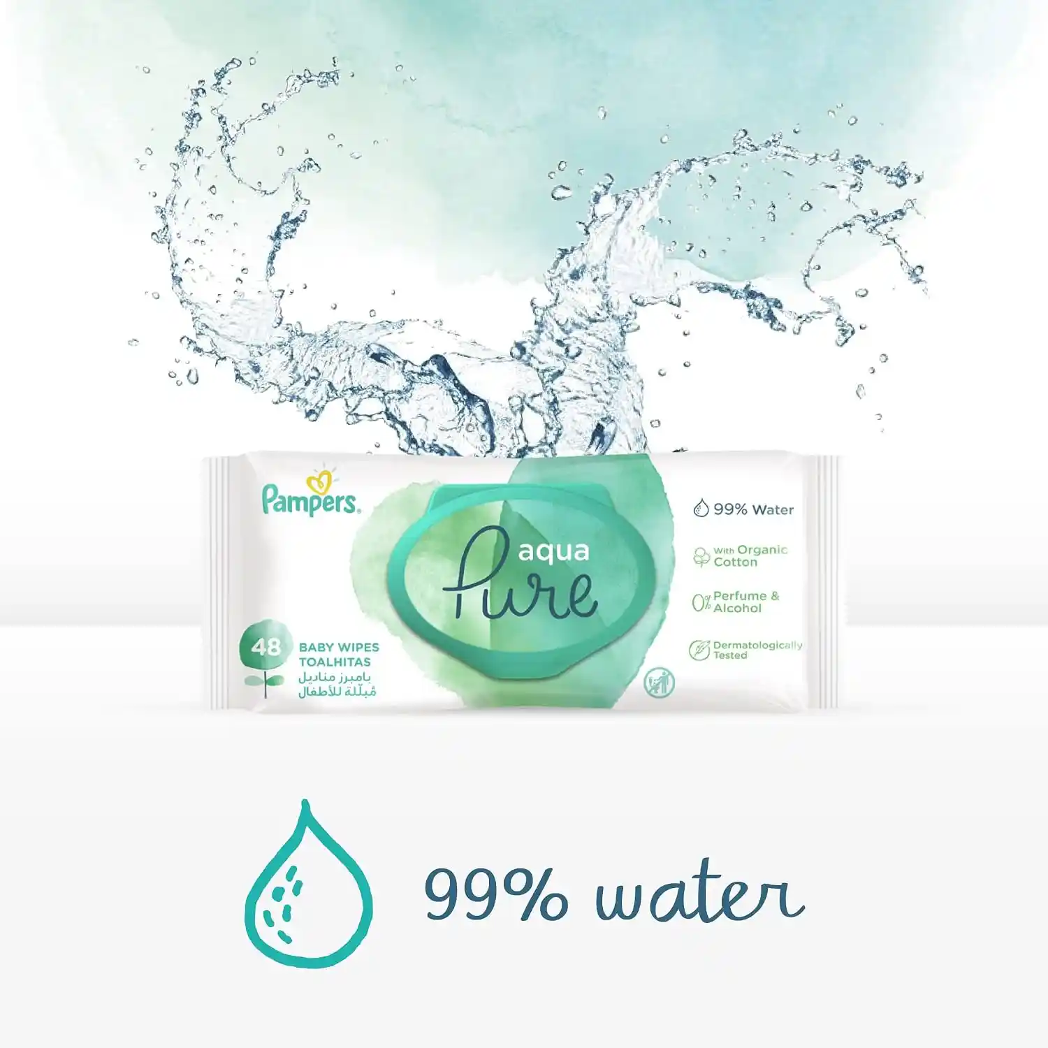 Pampers Aqua Pure Baby Wipes Made With 99 Percent Pure Water 864 Count - PRS-331942L3 - Image 3