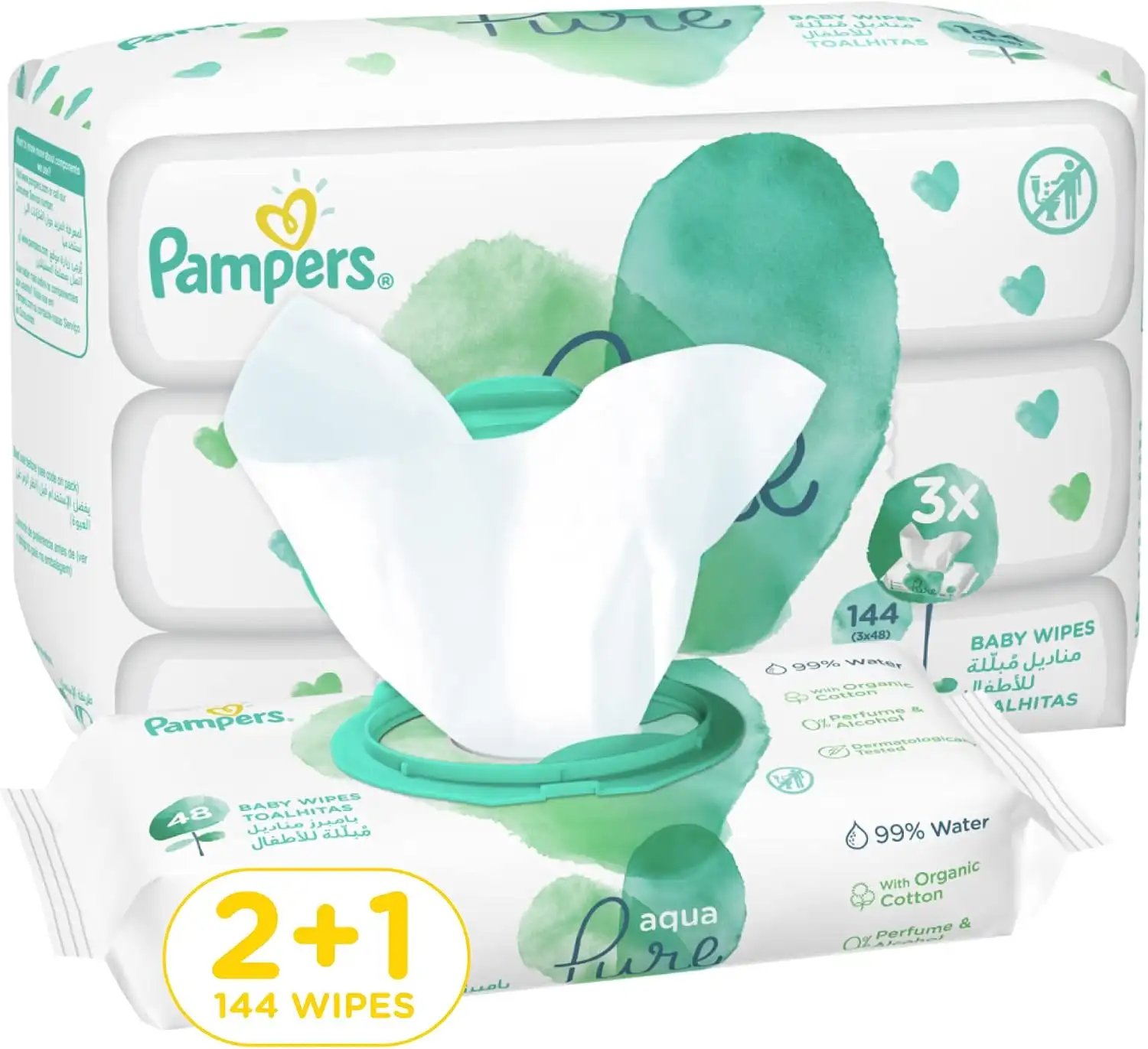 Pampers Aqua Pure Baby Wipes Made With 99 Percent Water 144 Count - PRS-331942L2