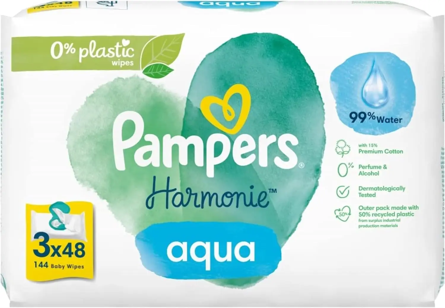 Pampers Harmonie Aqua Baby Wipes 3 Packs Of 144 Baby Gentle Skin Protection 48 Wipes - PRS-331942L13