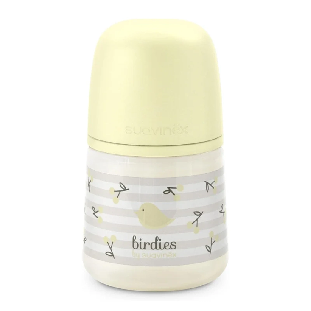 Suavinex Birdies Anti-Colic Baby Feeding Bottle 150 ml with SX Pro Physiological Silicone Teat, Slow Flow S, Anti-Colic Valve, +0 Months, Beige - 309103 - Image 2