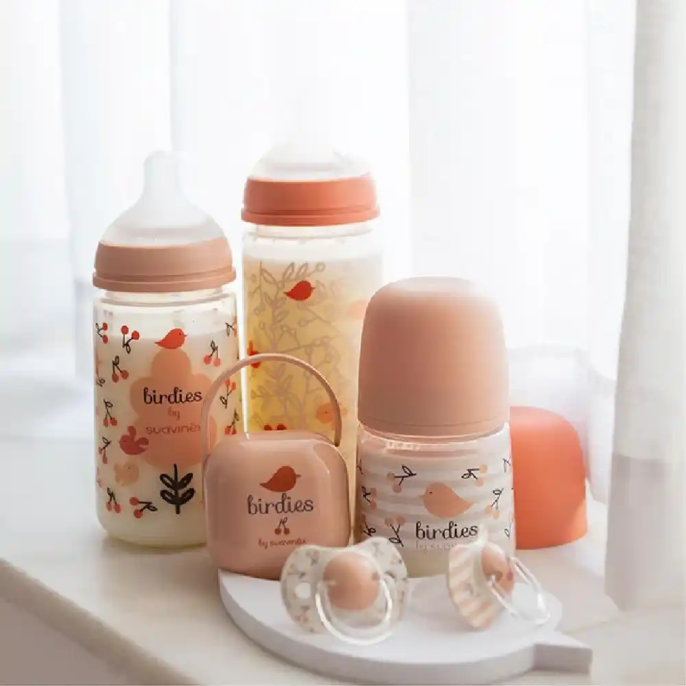 Suavinex Birdies Anti-Colic Baby Feeding Bottle 270 ml with SX Pro Physiological Silicone Teat, Medium Flow M, +3 Months, Pink - 309110 - Image 4