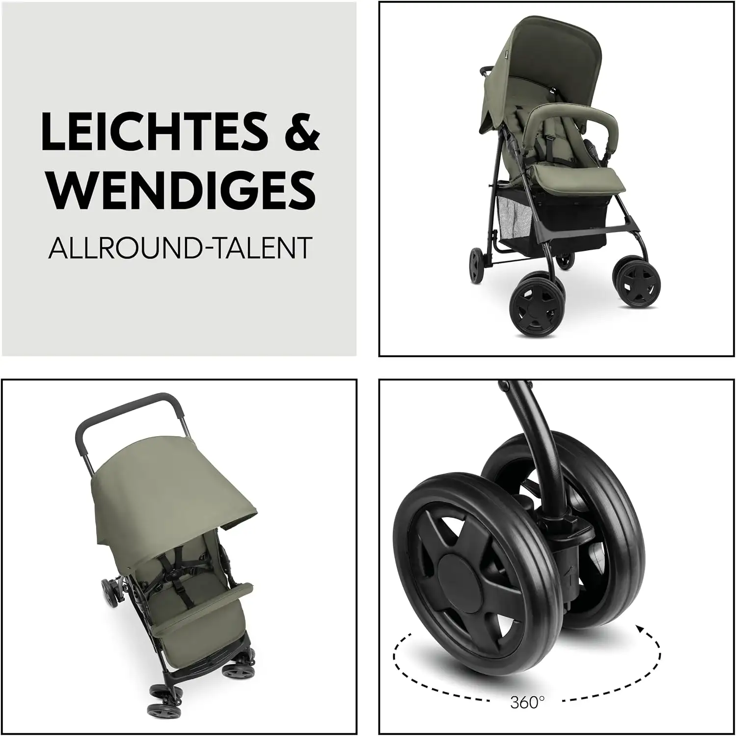Hauck Sport Lightweight Compact Baby Stroller Olive - HK171639 - Image 3