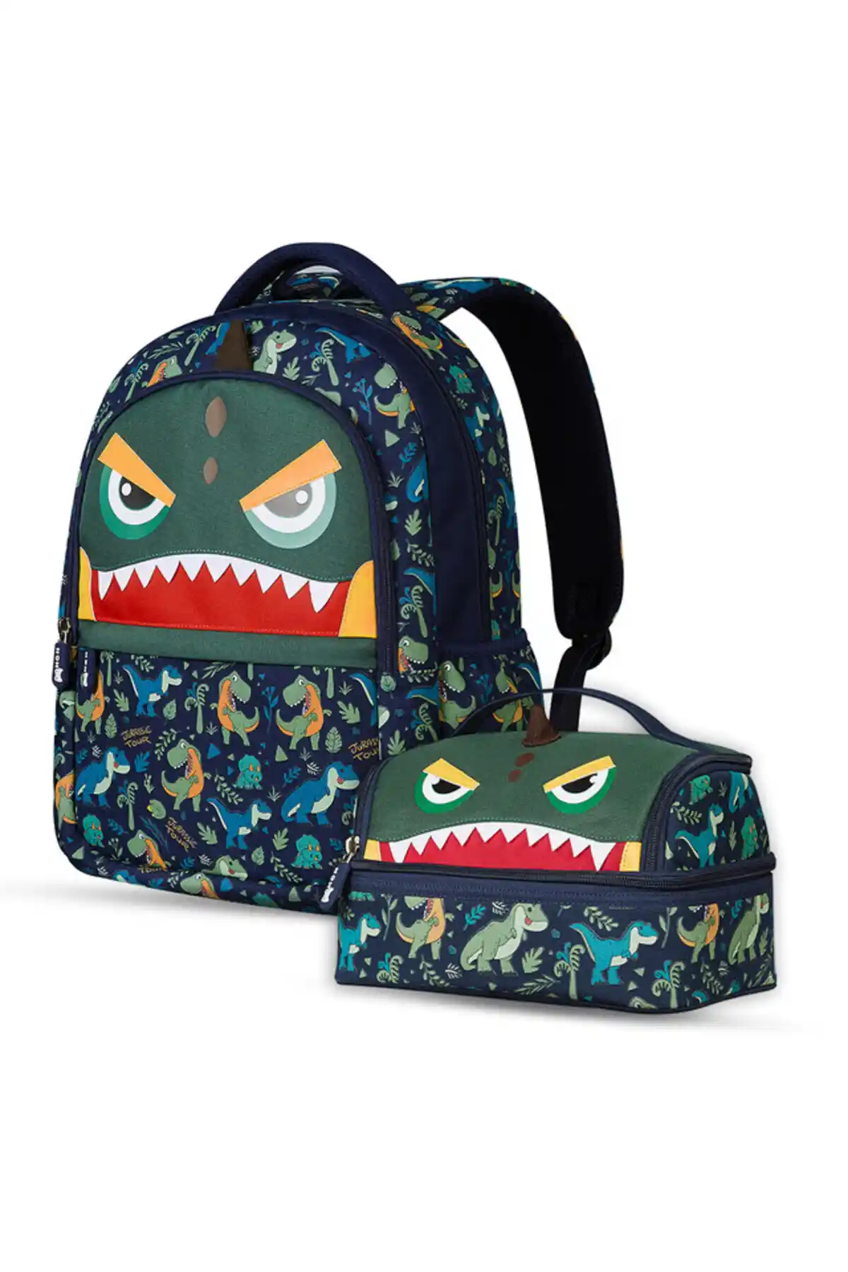 Nohoo Dino 2 Piece School Bag and Lunch Bag Set Neoprene Green 16 Inch - CMNH_S2SBLB_DIGR - Image 2