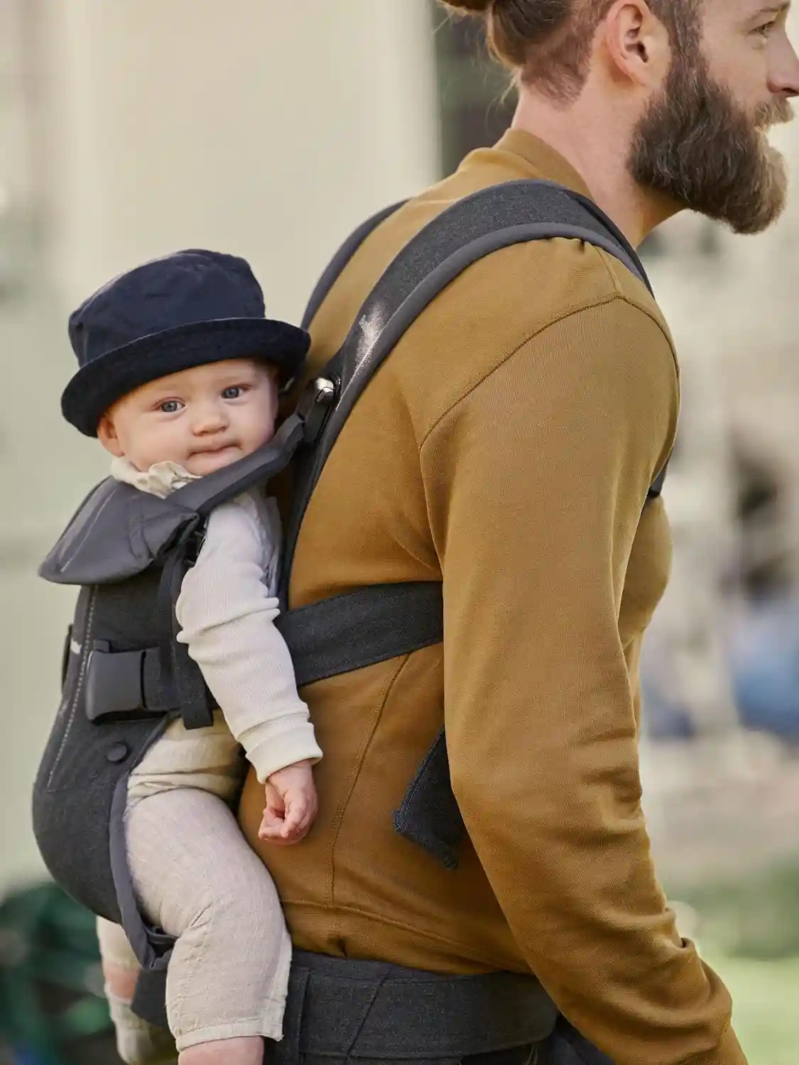 BabyBjorn Baby Carrier One Woven Cotton Denim Grey and Dark Grey - BJ098194 - Image 5