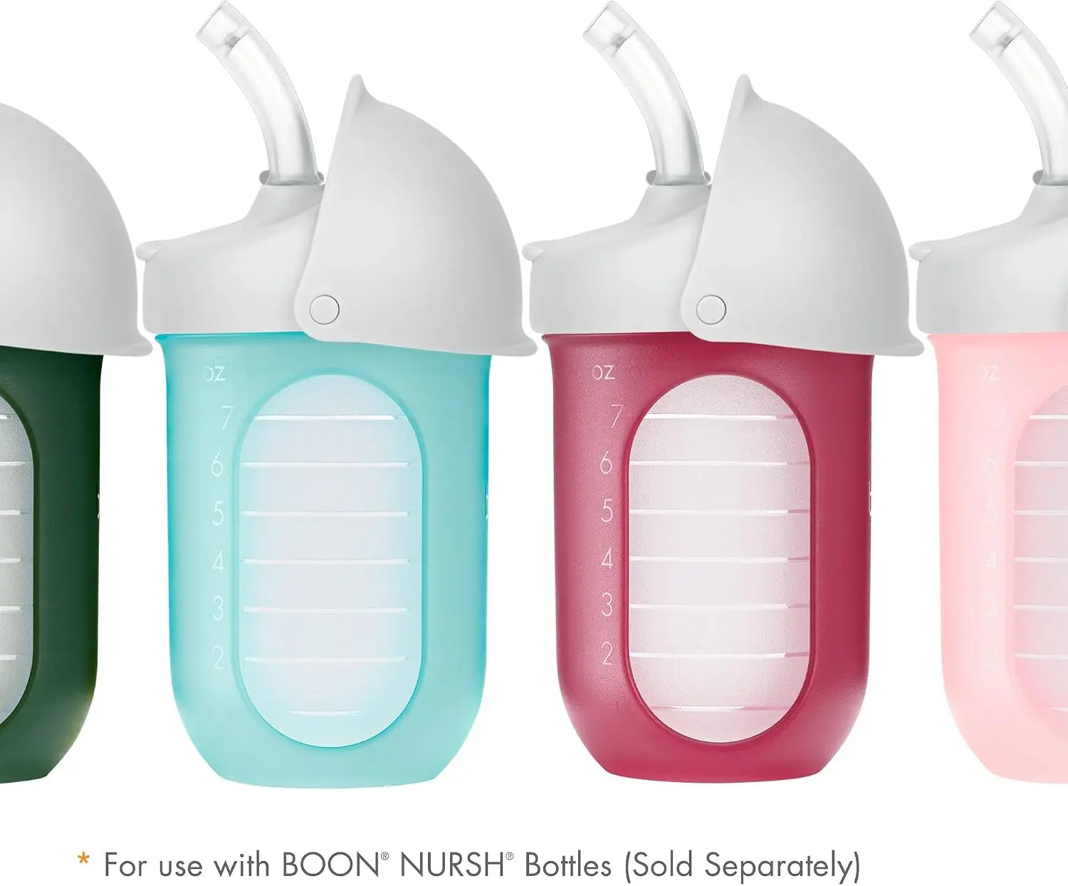 Boon Nursh Silicone Straw Cup Conversion Tops for Toddlers Pack of 2 - B11498A2 - Image 5