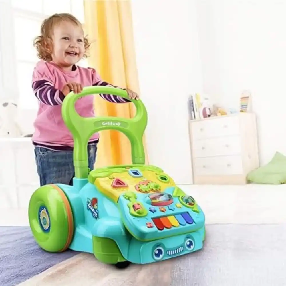 Goodway Baby Activity Walker with Music & Piano Keys, Blue, Interactive Activity Panel with Rotating Gears, Buttons & Sound Effects, Sturdy Handle & Stable Wheels - 6218B - Image 2