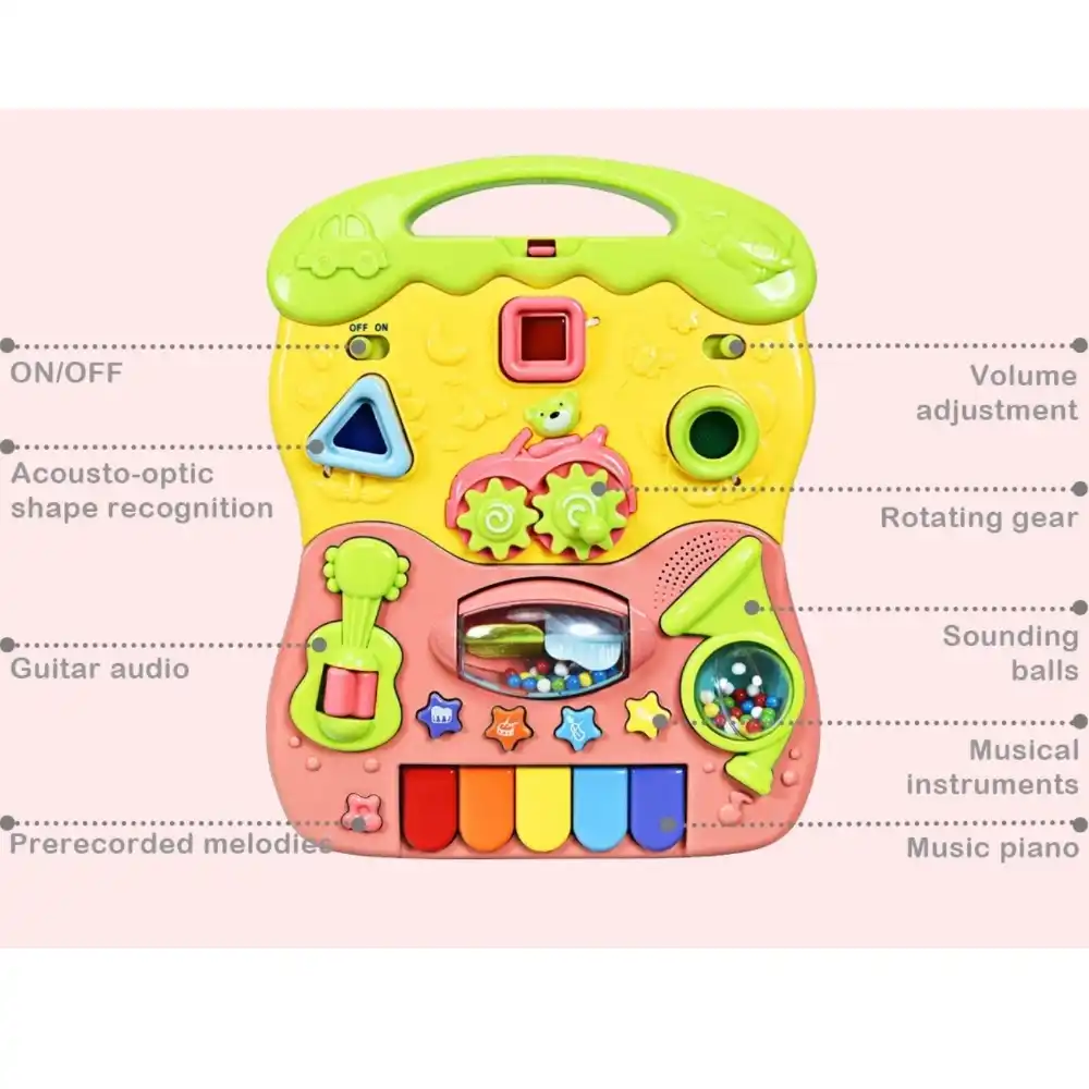 Goodway Baby Activity Walker with Music & Piano Keys, Pink, Interactive Activity Panel with Rotating Gears, Buttons & Sound Effects, Sturdy Handle & Stable Wheels - 6218C - Image 3