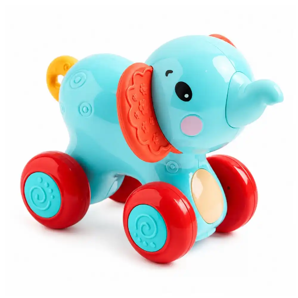 Goodway Baby Push & Go Elephant Toy with Rolling Wheels, Cute Animal Design, Smooth Moving Wheels, Lightweight Push Toy for Hand-Eye Coordination & Motor Skill Development - 2208B