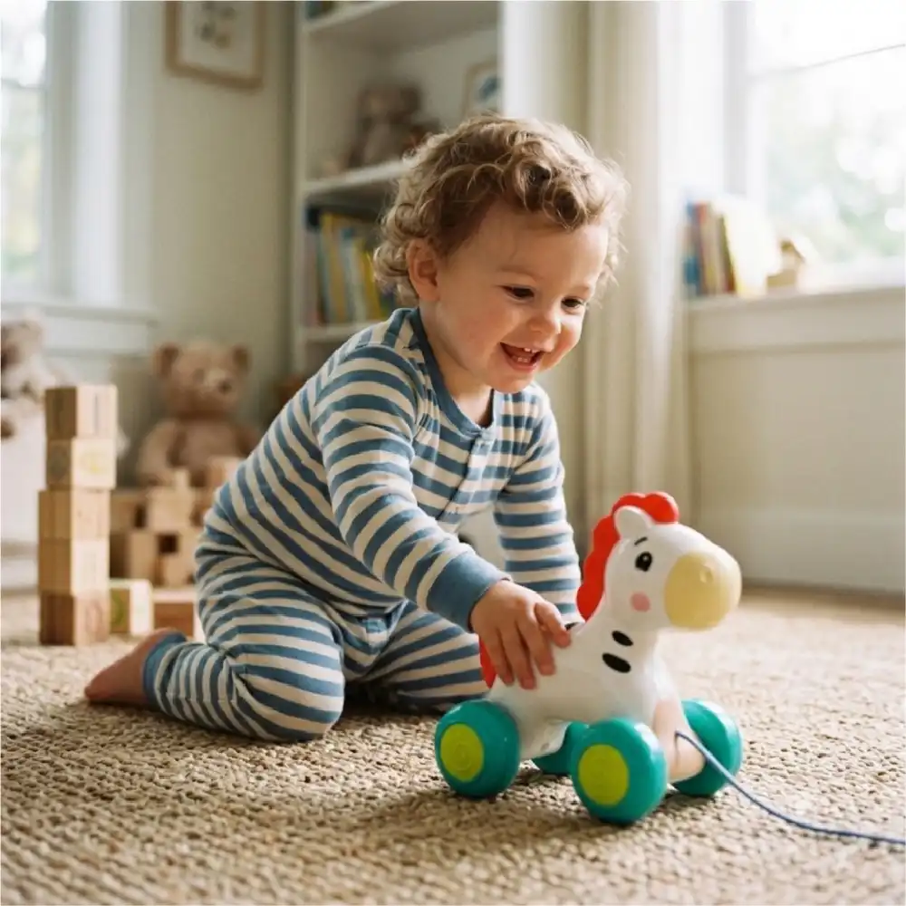 Goodway Baby Push & Go Zebra Toy with Rolling Wheels, Cute Animal Design, Smooth Moving Wheels, Lightweight Push Toy for Hand-Eye Coordination & Motor Skill Development - 2208D - Image 2