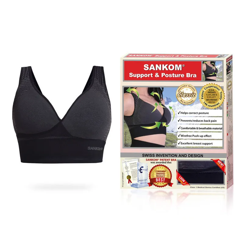 Sankom Patent Classic Posture Back Support Bra Black Medium to Large - SAN-071CBLM - Image 2