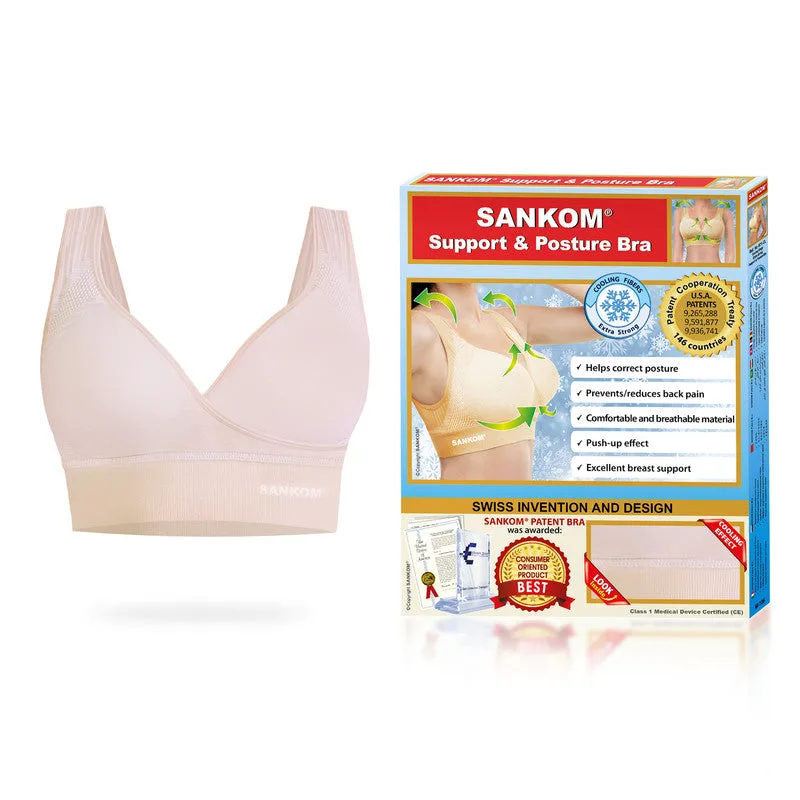 Sankom Patent Cooling Effect Posture Back Support Bra Beige Medium to Large - SAN-071CLM - Image 2