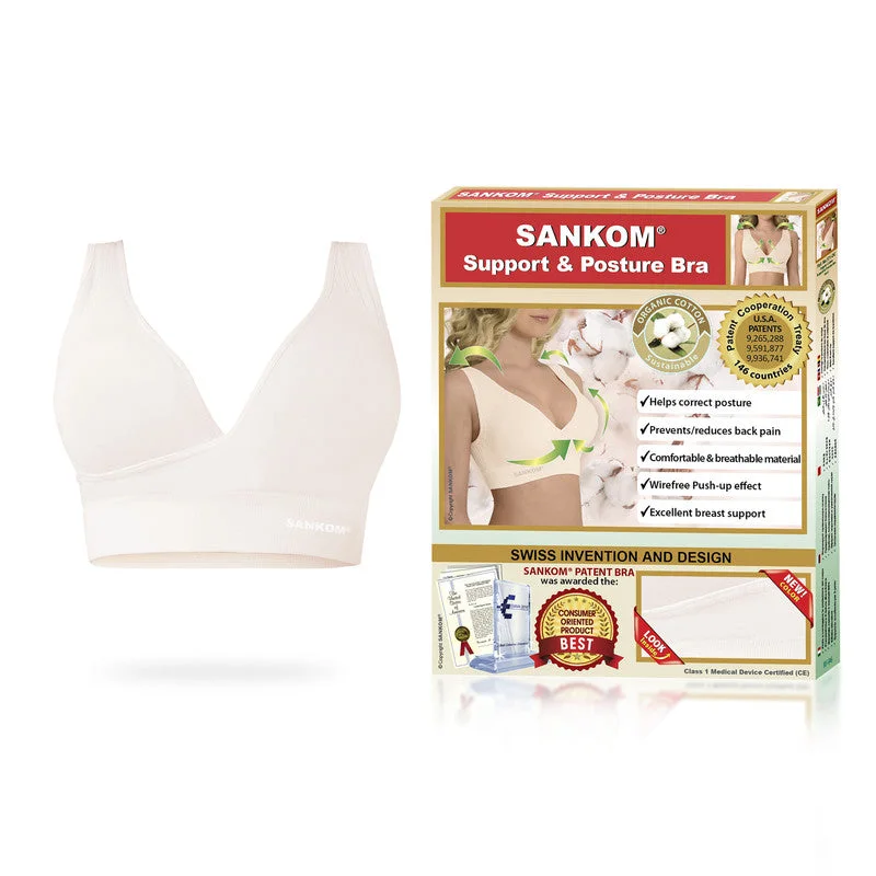 Sankom Patent Organic Cotton Posture Back Support Bra Ivory Medium to Large - SAN-071OCM - Image 2