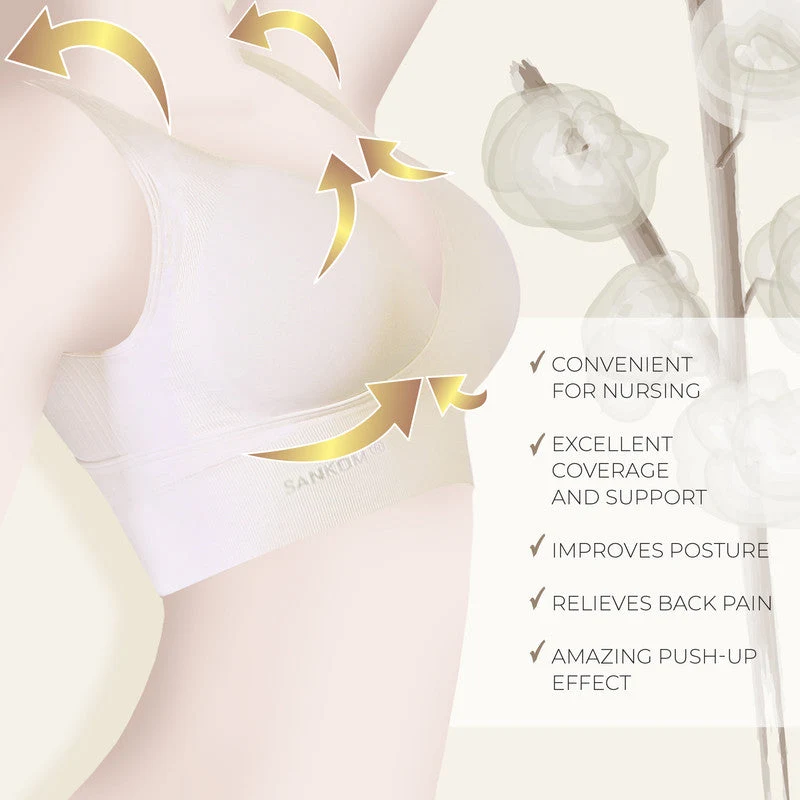 Sankom Patent Organic Cotton Posture Back Support Bra Ivory Medium to Large - SAN-071OCM - Image 8
