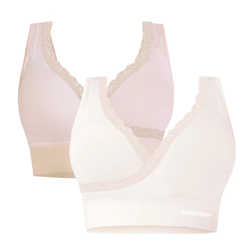 Sankom Patent Premium Lace Posture Back Support Bra Beige Medium to Large - SAN-075CLM