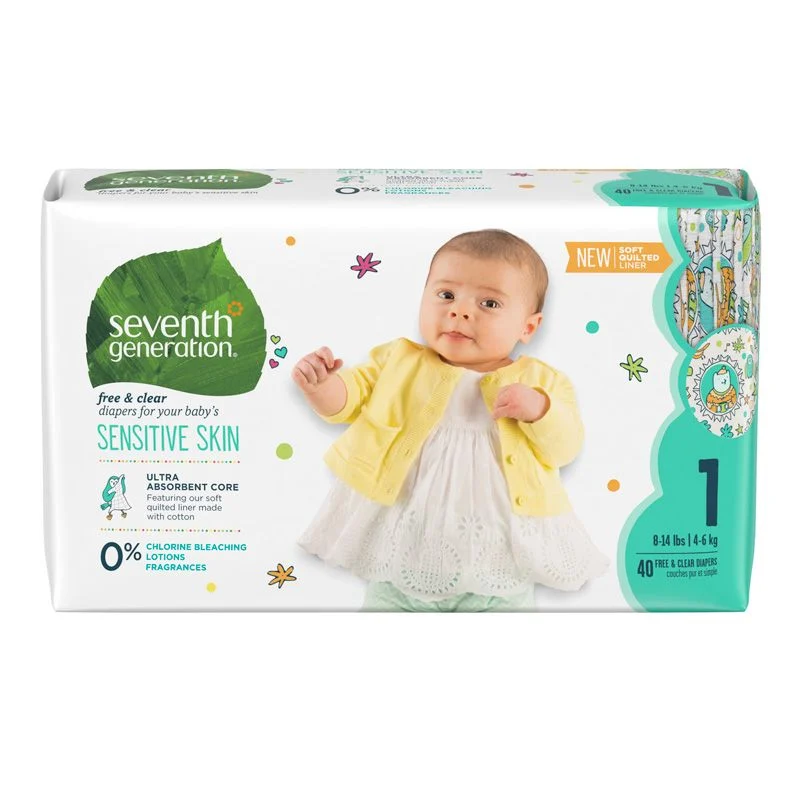 Seventh Generation Sensitive Protection Baby Diapers Stage 1 4 Pack 160 Count - 44060