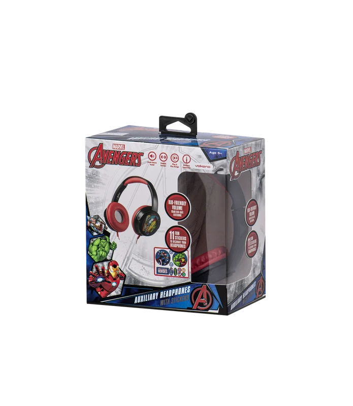 Volkano Disney Marvel Avengers Aux Wired Kids Headphones with Stickers - MV-6513-AG