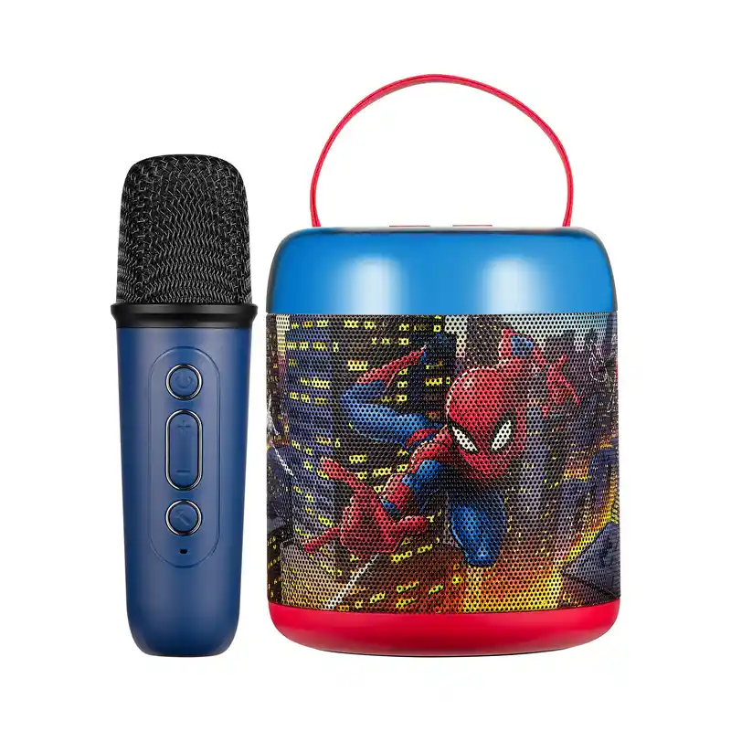 Volkano Disney Marvel Spider-Man Cylinder LED Karaoke Speaker with Microphone - MV-2607-SM