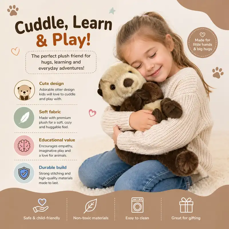 Wild Planet Sea Otter Marine Soft Plush Stuffed Animal Toy 29cm - K8789 - Image 3