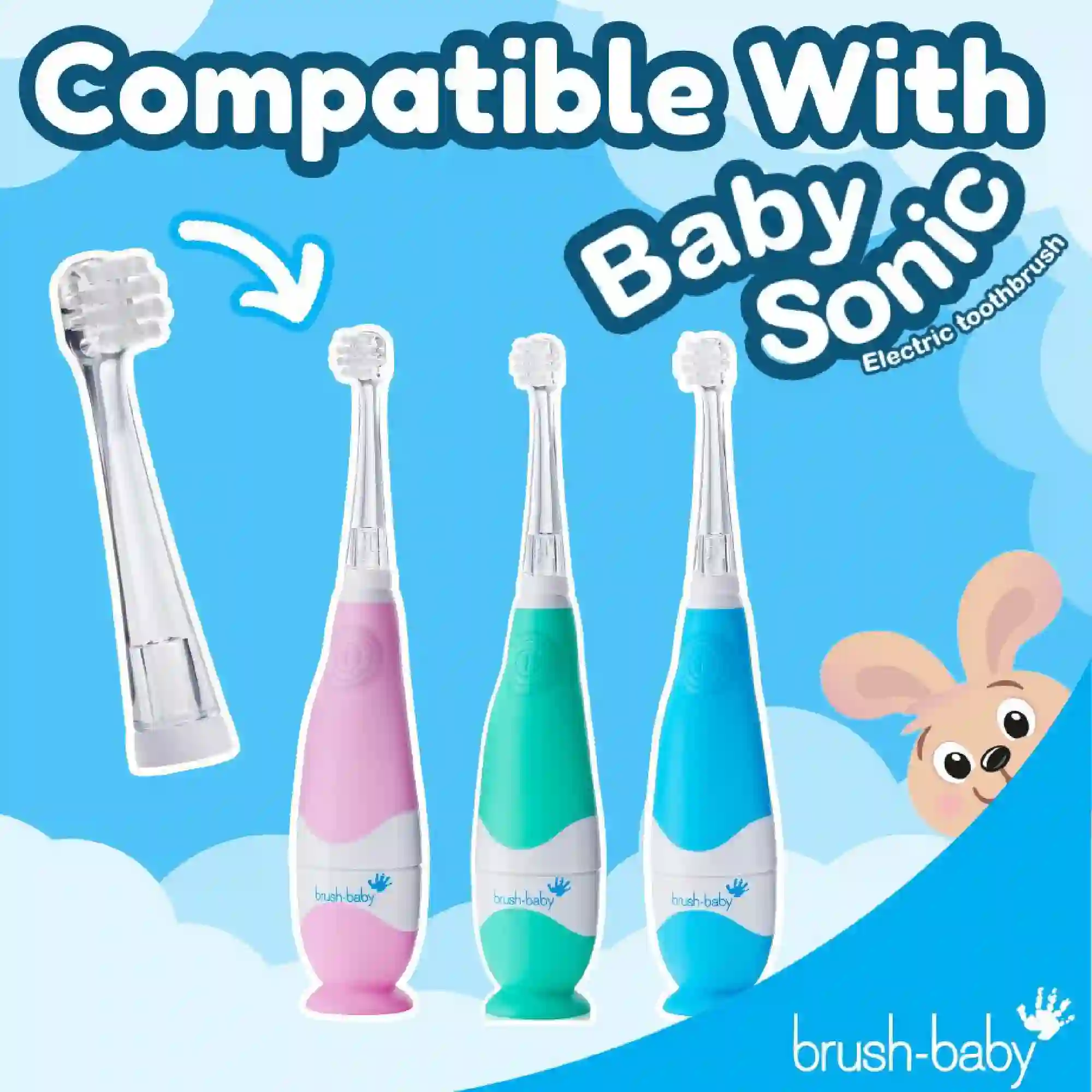 Brush-Baby BabySonic Electric Toothbrush Replacement Heads 0 to 18 Months 2 Pack - BRB052 - Image 7