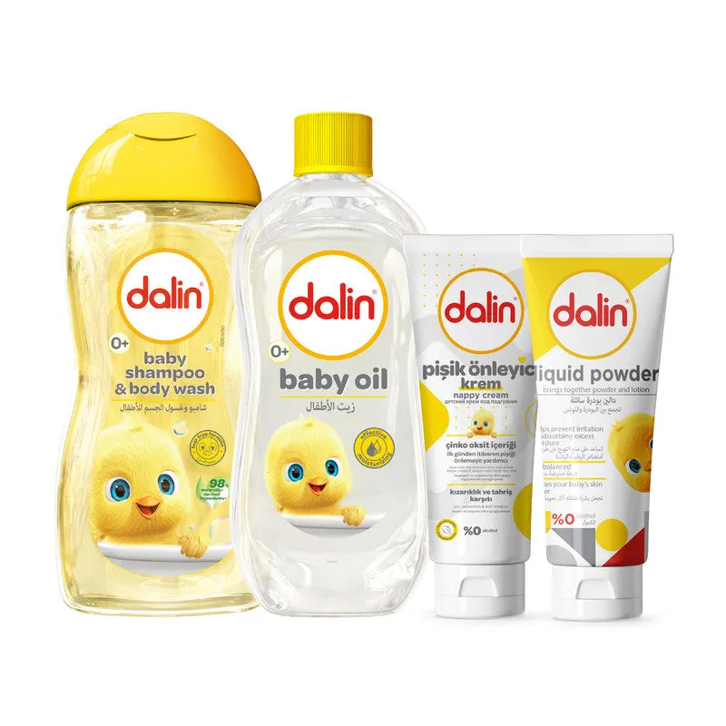 Dalin Baby Care Essentials 4 Piece Gift Set with Shampoo Oil Powder and Nappy Cream - 54001094