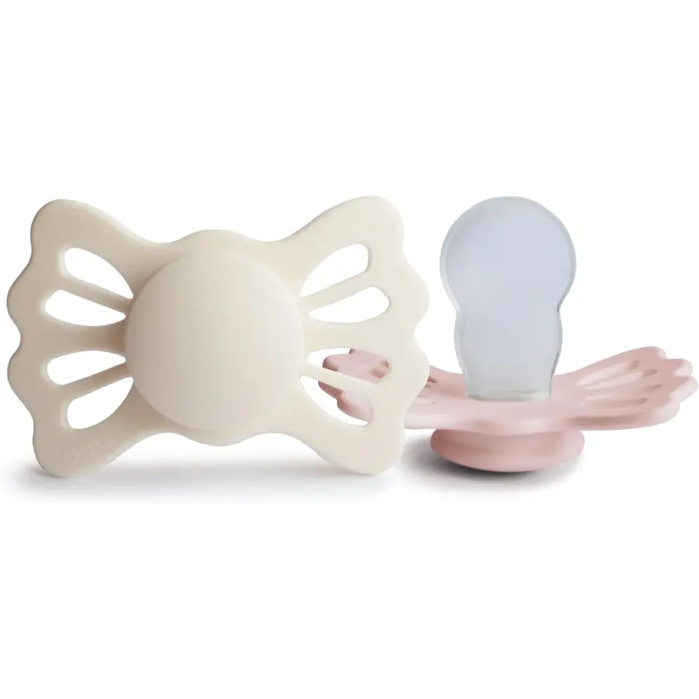 Frigg Lucky Symmetrical Silicone Baby Pacifier Cream Blush Size 2 Pack Of 2 - FRG100490