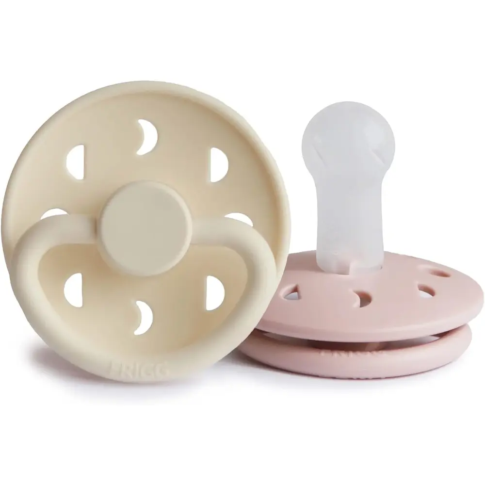 Frigg Moon Phase Silicone Baby Pacifier Blush Cream Size 2 Pack Of 2 - FRG75292385