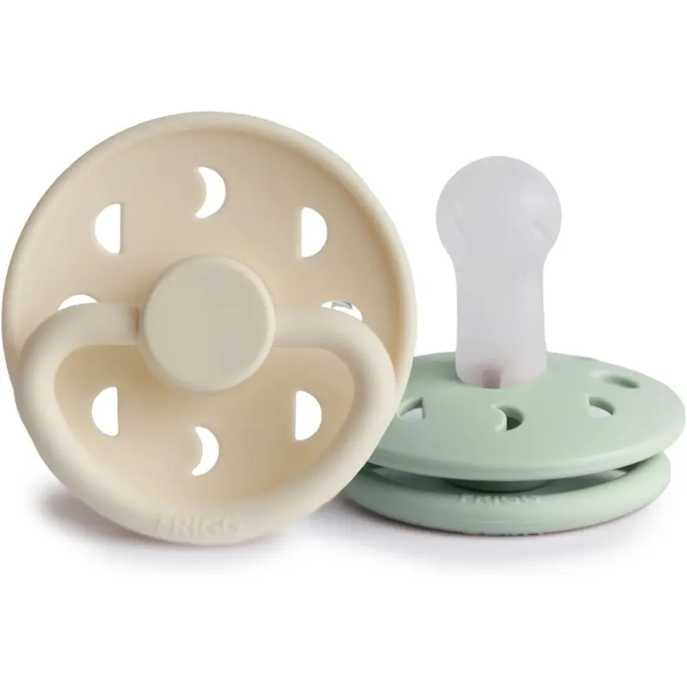 Frigg Moon Phase Silicone Baby Pacifier Cream Sage Size 2 Pack Of 2 - FRG75292421