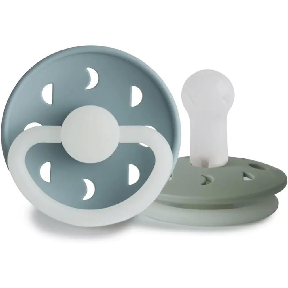 Frigg Moon Phase Silicone Baby Pacifier Stone Blue Night Sage Night Size 2 Pack Of 2 - FRG100176