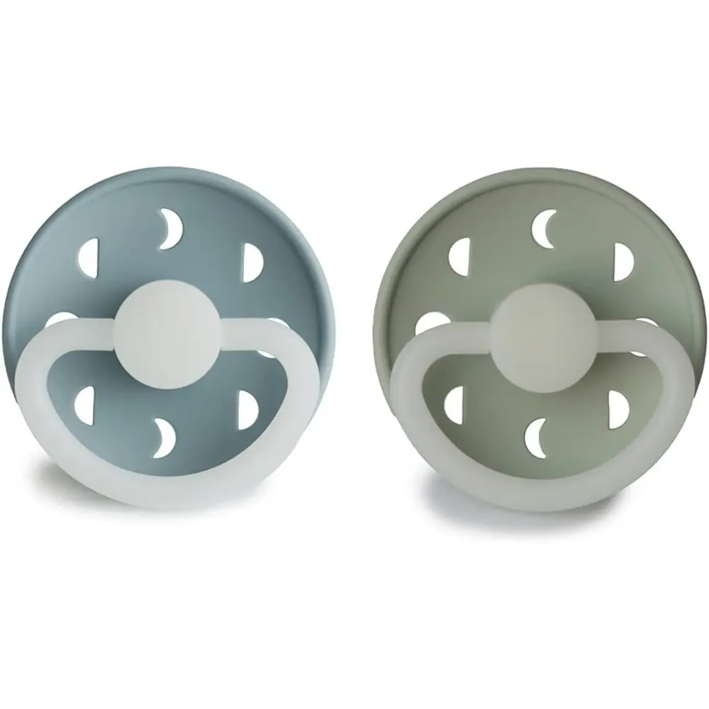 Frigg Moon Phase Silicone Baby Pacifier Stone Blue Night Sage Night Size 2 Pack Of 2 - FRG100176 - Image 2