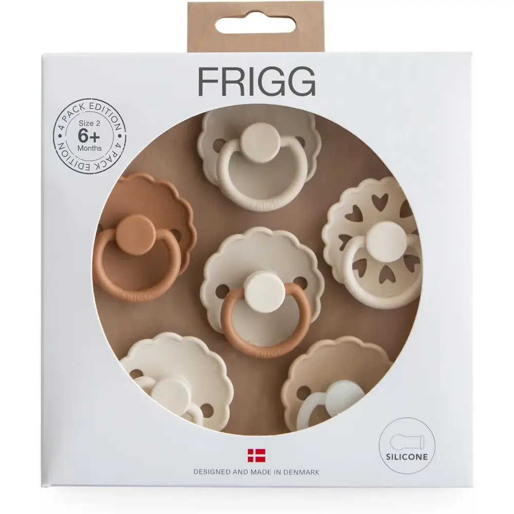 Frigg Round Silicone Baby Pacifier Cinnamon Charm Size 2 Pack Of 6 - FRG101868