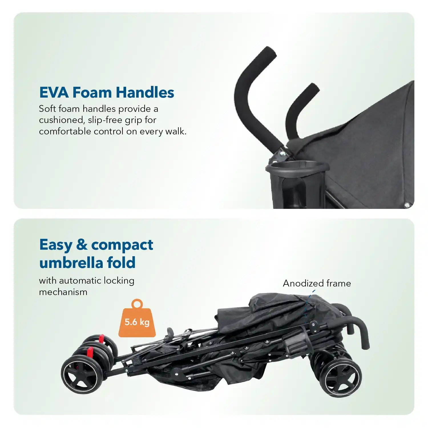 Harmony Aspire Deluxe Umbrella Fold Lightweight Stroller Black - MMZ07003BLK - Image 9
