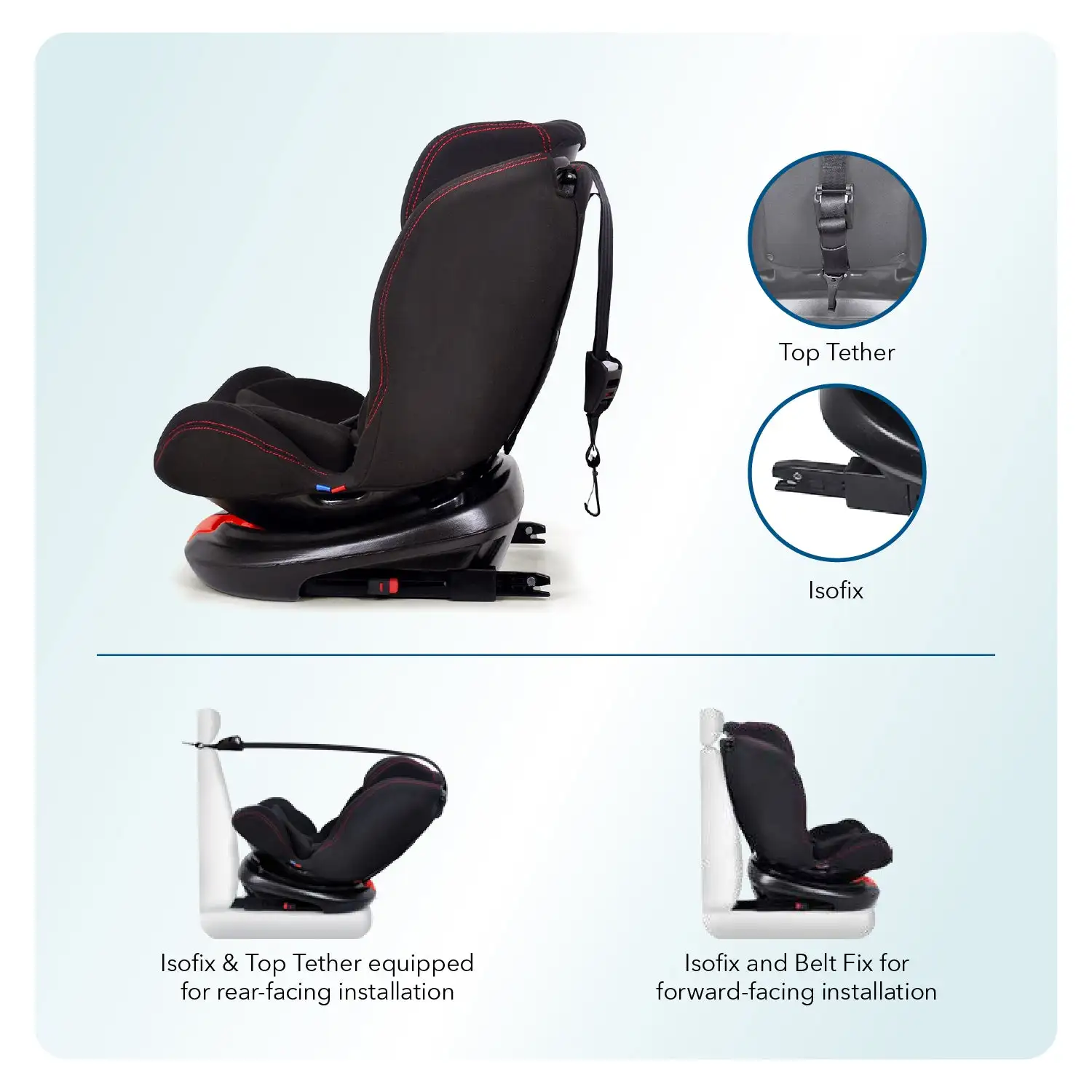 Harmony Freestyle Deluxe 3 in 1 Convertible Car Seat with Isofix Black - MMZ01002GNT