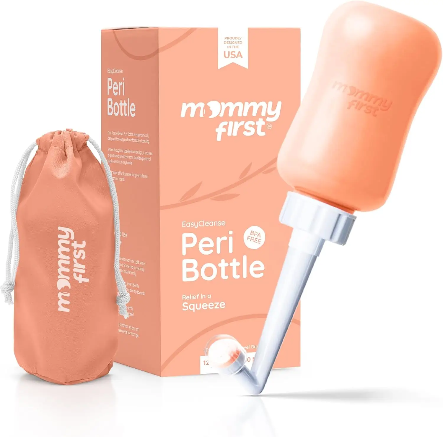 Mommy First Upside Down Ergonomic Postpartum Peri Bottle Peach - MMF198168129487 - Image 2