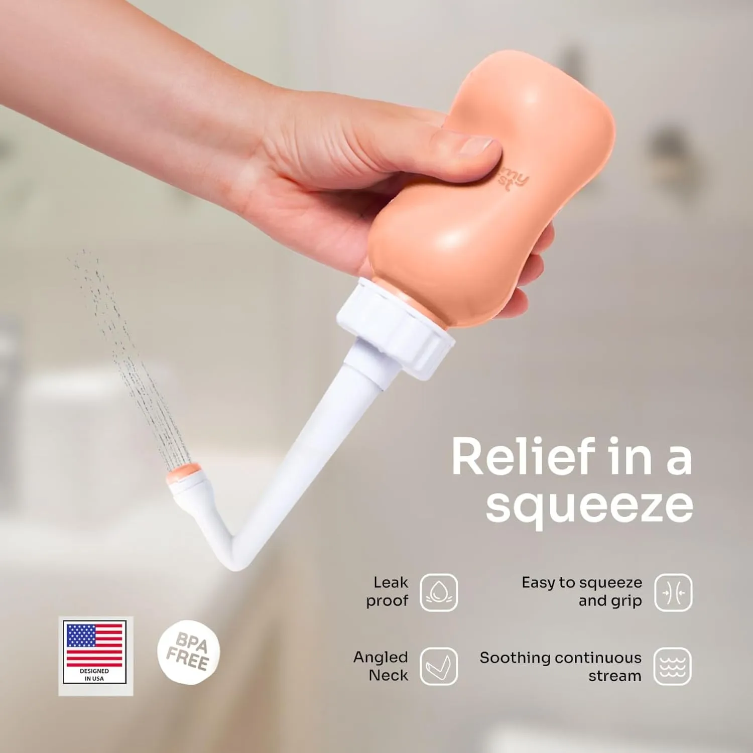 Mommy First Upside Down Ergonomic Postpartum Peri Bottle Peach - MMF198168129487 - Image 5