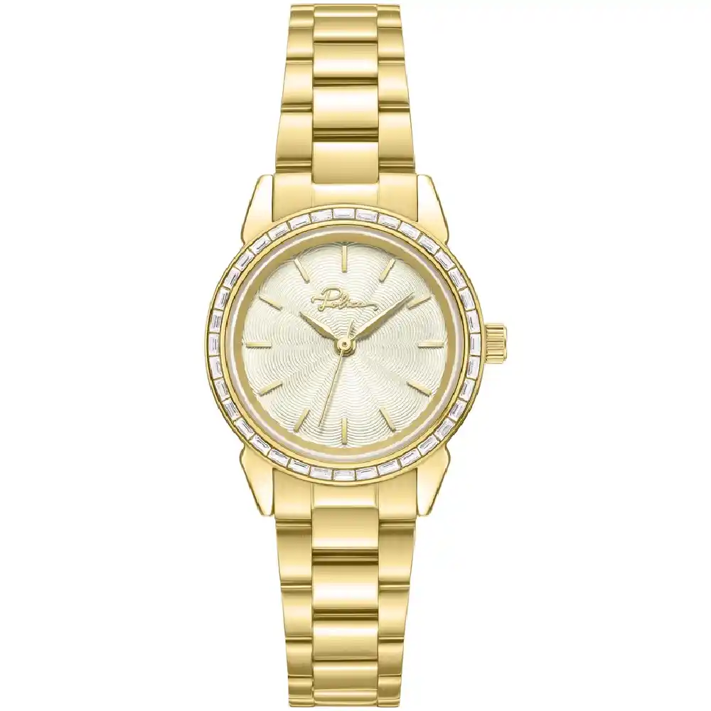Police Miona Watch for Women - 30mm Gold Base Metal Case, Gold Dial, Gold Metal Bracelet, 3 ATM Water Resistant - PEWLG2240702