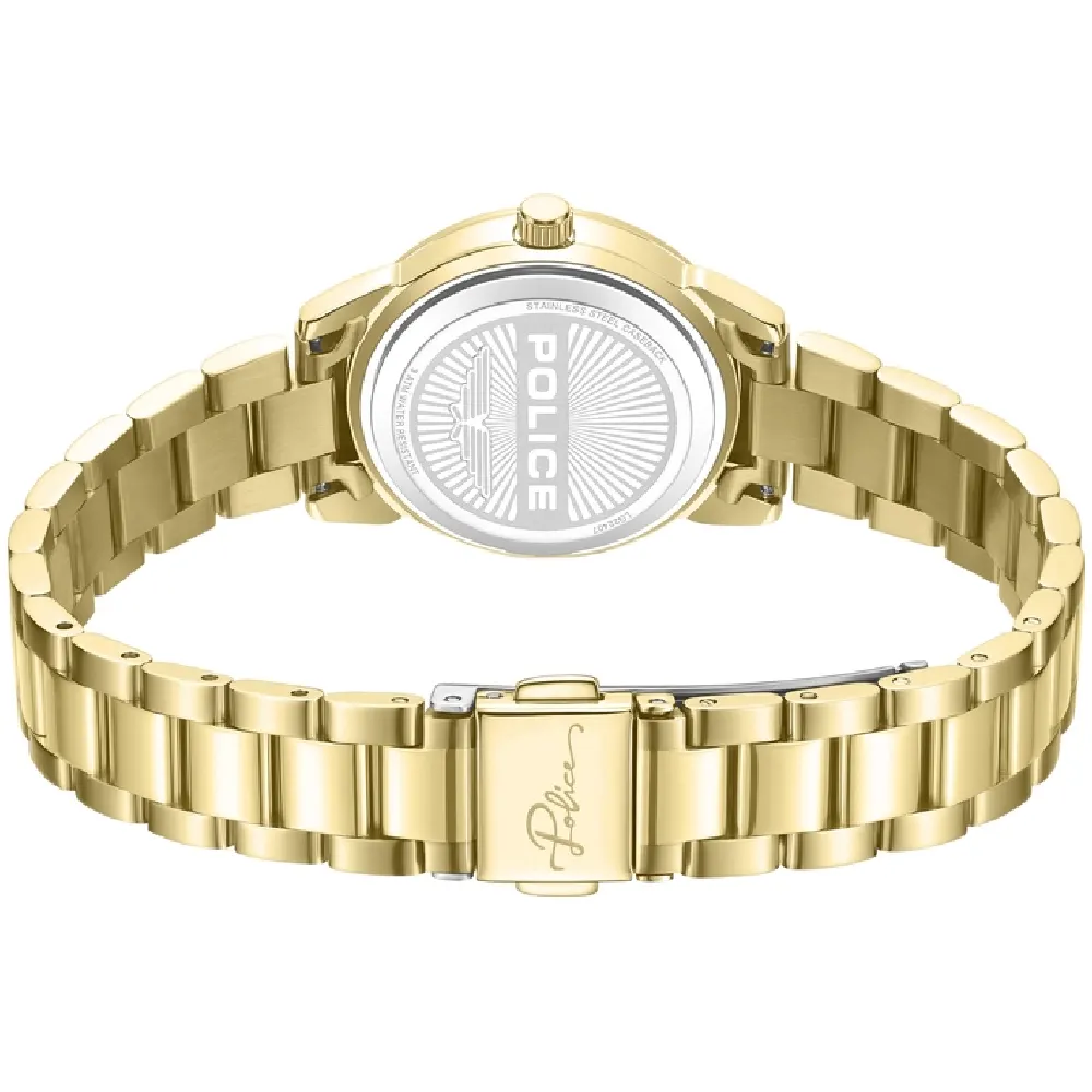 Police Miona Watch for Women - 30mm Gold Base Metal Case, Gold Dial, Gold Metal Bracelet, 3 ATM Water Resistant - PEWLG2240702 - Image 3