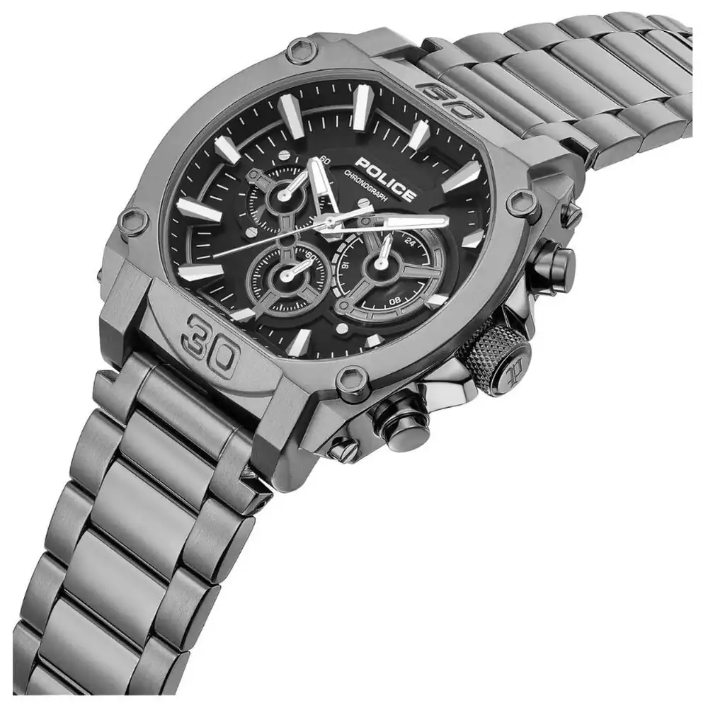 Police Norwood Analog Watch for Men - 45mm Stainless Steel Gray Case, Black Dial, Gray Metal Bracelet, 50m Water Resistant - PEWGI0092906 - Image 2
